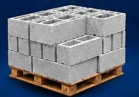 Pallet of hollow concrete blocks