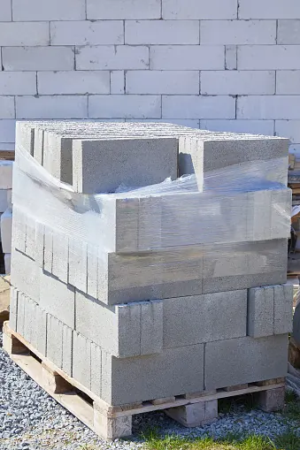 Pallet of blocks wrapped for delivery