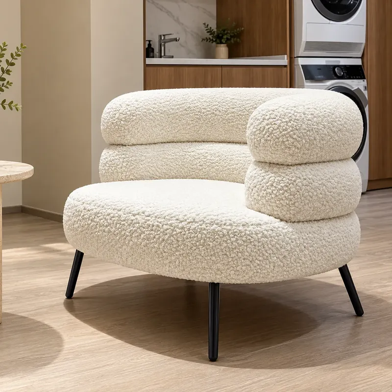 Cream bouclé accent chair