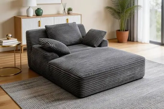Grey corduroy lounge sofa